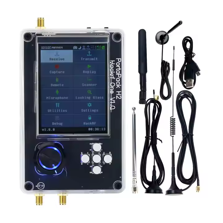 SDR radyo HackRF One R9 V2.0.0 + yükseltilmiş PortaPack H2 + Plastik kabuk montajlı + 5 anten + USB kablosu