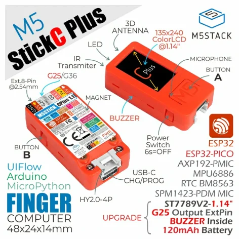 M5StickC PLUS ESP32-PICO Mini IoT Geliştirme Kiti - Görsel 8